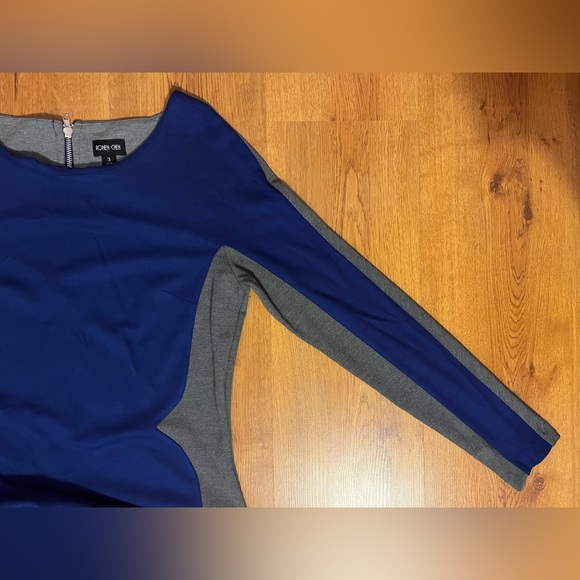 Dress Israel Designer Ronen Chen Gray Blue Long Sleeve Pencil Zip Dress‎ Size 10 - Picture 10 of 11